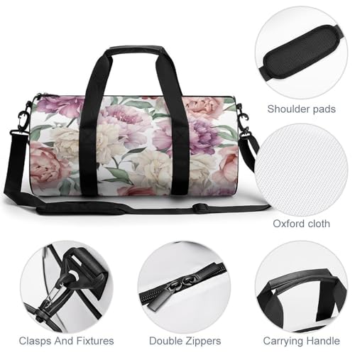 Sac de gym fleurs rétro grand volume 45cm imperméable