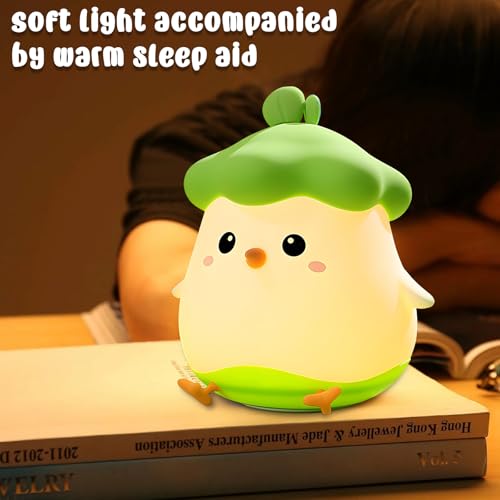 Image of Vegetable Chicken Silicone Sleeping Light - Cute Bedroom Decorative Lamp with Two Levels of Luminance Adjustable Vegetable Silicone Light Bedside Touch for Boys and Girls Bedroom Gifts