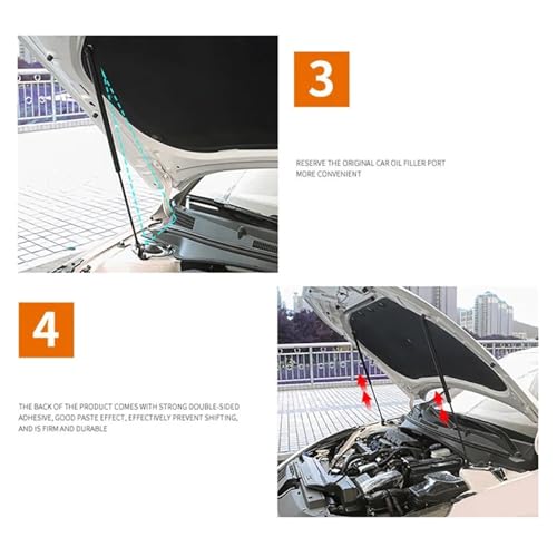 Barres jambe force capot avant finition Carbon red haute résistance