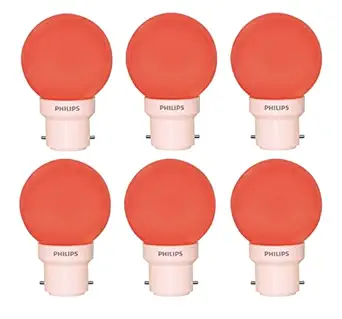 PHILIPS Deco Mini 0.5-Watt Base LED Bulb (Red) - Pack of 6