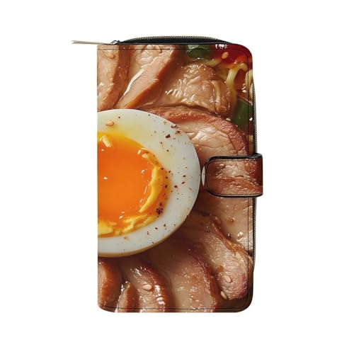Portefeuille long cuir motif ramen avec porte-monnaie et fenêtre ID