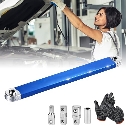XJQ 2026 Nouveau Clé D'Extension DéCaléE, Cliquet Extension De Douille Pliable Clé De Rallonge Avec Adaptateur D'EntraîNement 1/2", 1/4" Et 3/8" (1pcs)