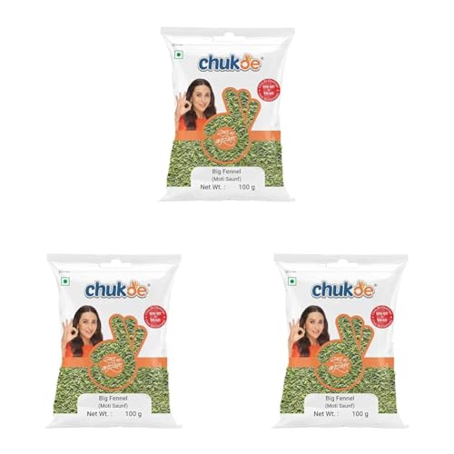Image of Chukde Saunf Moti - 100 Gm | Digestive, Respiratory, Anti-inflammatory, Antimicrobial & Menstrual Health | Sweet Fennel Seeds (Pack of 3)