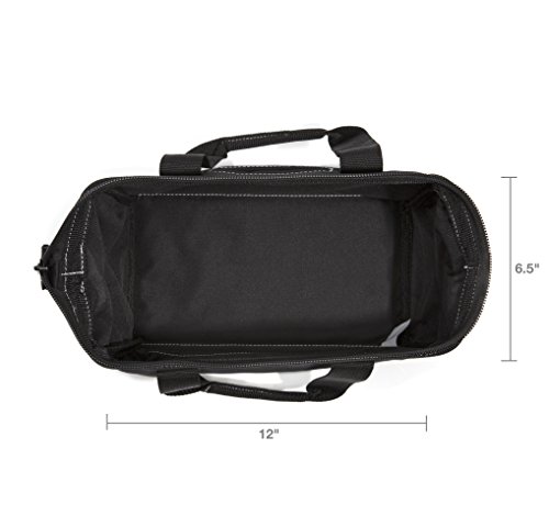 Dickies 12-Inch Durable Canvas Work Bag For Painters, Carpenters, And Builders, Heavy-Duty Zipper, Reinforced Handles, Black #TOP3