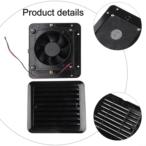 Ventilador extractor lateral de 12V en ABS negro para caravanas 8