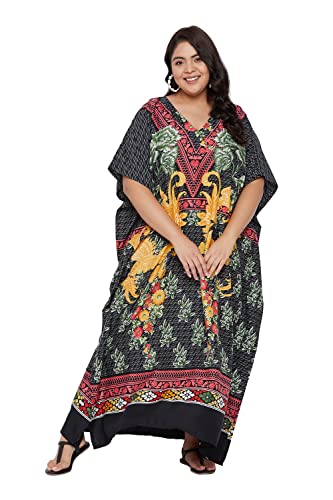 Image of Oussum Women Long Maxi Plus Size Polyester Kaftan Gown, Womens Kaftan Dresses Lounge Resort Wear, Plus Size Kaftan