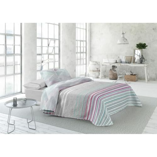 Pierre Cardin® Colcha cama 150 cm, reversible, 3 Pieza, 100 % poliéster, Gramaje 300 g/m², Tamaño funda de cojín 50 x 70 cm, Medidas Aproximado de la colcha 250 x 270 cm. Diseño Lugano, Color Malva.