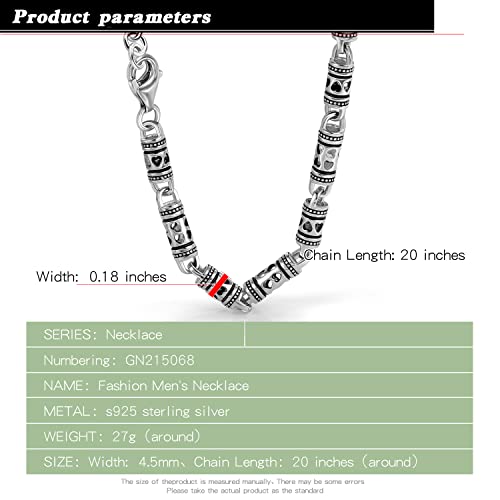 Vintage Chic 4.5mm Curb Mens Necklace -925 Sterling Silver Cylindrical Box Chain Italy Jewelry -Neck Link Chains For Man Women 20" 22" 24" inch3