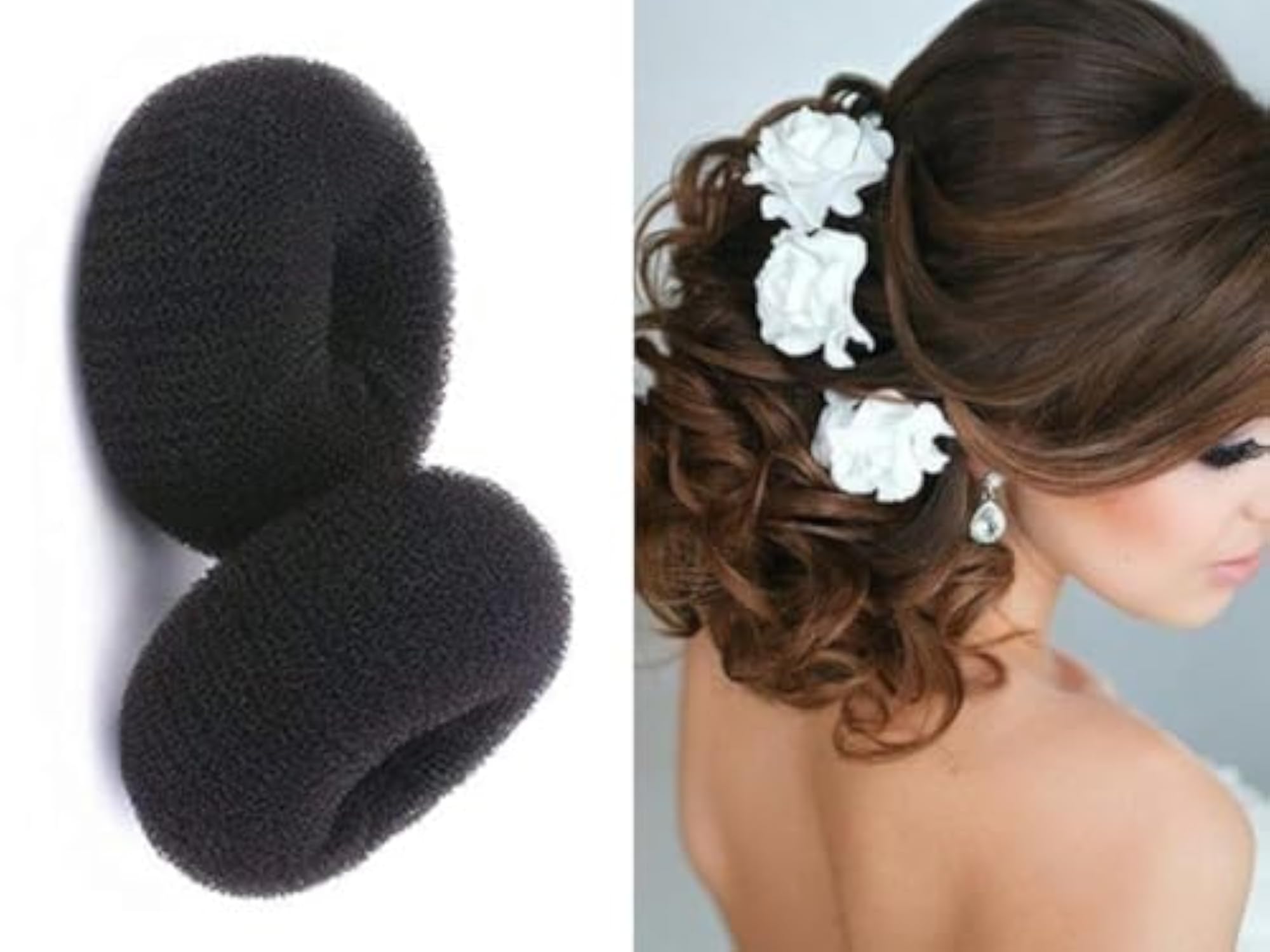 3pc White Rose Pin & Hair Bun Set for Women