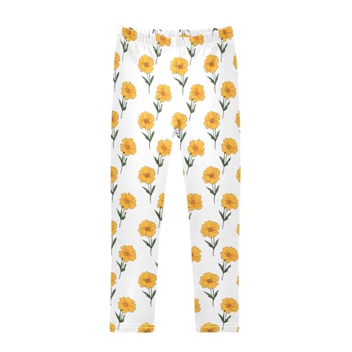 Girls' Athletic Leggings Ankle Length Yoga Dance Pants Kids Teen 4T Flowers