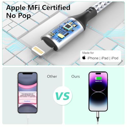 Cable Lightning trenzado de alta resistencia de 20 pies para iPhone 14 3