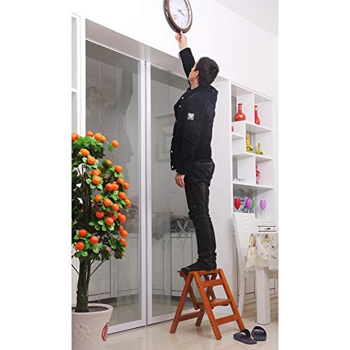 Taburete plegable de 2 pasos de madera de pino color negro 7