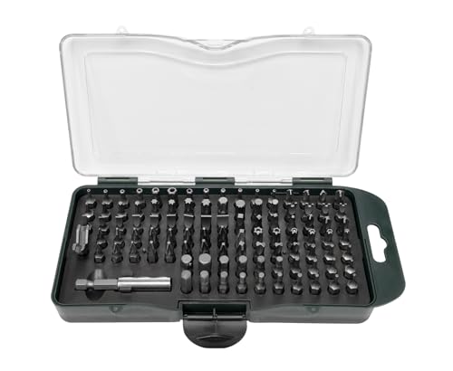 Brüder Mannesmann Bitsatz, 100-teilig - Bit-Set aus Chrom-Vanadium-Stahl - mit allen gängigen Bits, Sicherheitsbits, magnetischem Bithalter und Adaptern | M29892