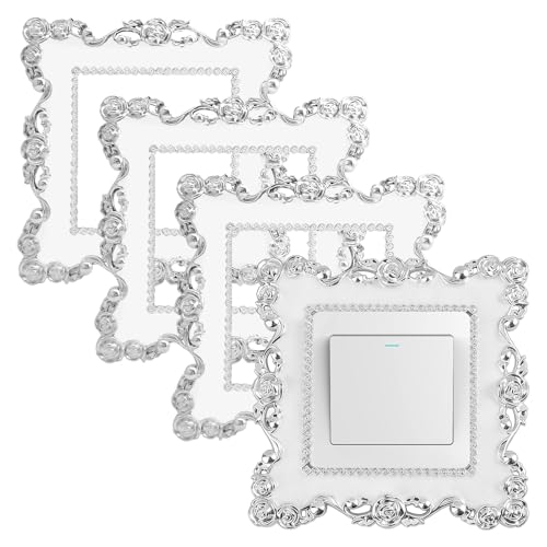 Light Switch Cover Plates 4 Pcs White Light Switch Surround 86mm Light-Switch Cover Suitable for Living Rooms Offices and Domestic Settings (White)