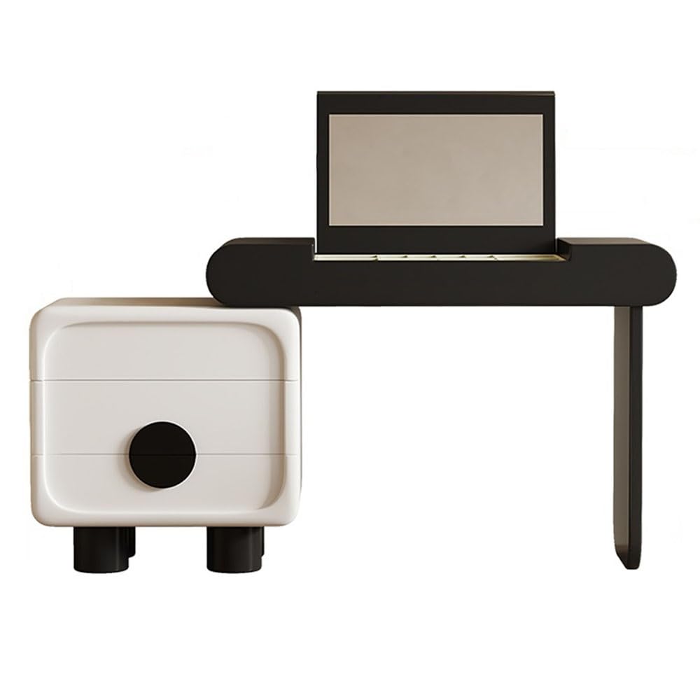 CGCSYZ Vanity Desk Wood Makeup Vanity Desk with Flip-top Mirror, Vanity Dressing Table with Storage Space, Vanity Makeup Desk for Bedroom & Farmhouse Makeup Dressing Table (Black+white)