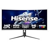 Hisense 34 Inch Gaming Monitor, 240Hz, WQHD 3440x1440p, 1ms MRPT, Curved, Built-in Speaker, Black, 34G6QUK