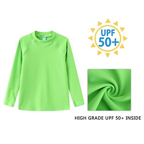 Aisyee Boys One Piece Rash Guard Swimsuits Long Sleeve Swim Shirt Bathing Suits Solid Green Size 8/7-8 Years #TOP2