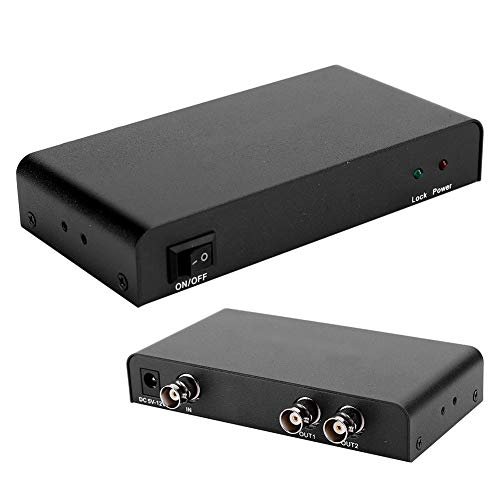 T opiky Divisor de distribución 1x2 SDI, Adaptador de Divisor de Video 1080P 1 en 2 Salidas con indicador Compatible con señales SD-SDI, HD-SDI y 3G-SDI(Negro-UE)
