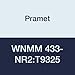 Pramet WNMM 433-NR2:T9325 Carbide Indexable Turning Insert, Steel (P25), Single Sided Negative, 1/2" I.C, 3/16" Thick, CVD, Feed Rate=.010"-.047"/Rev, 80 Degree Trigon, Black (Pack of 10)