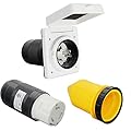 X-Haibei RV 50 amp Power Inlet Plug 125V 250V AC Female Twist Locking Connector White wIith Rain Proof Boot Kit(50 AMP, White)
