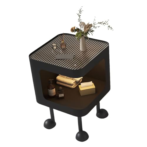 Table de Chevet avec Compartiment Ouvert Meuble d'Angle Noir - 7