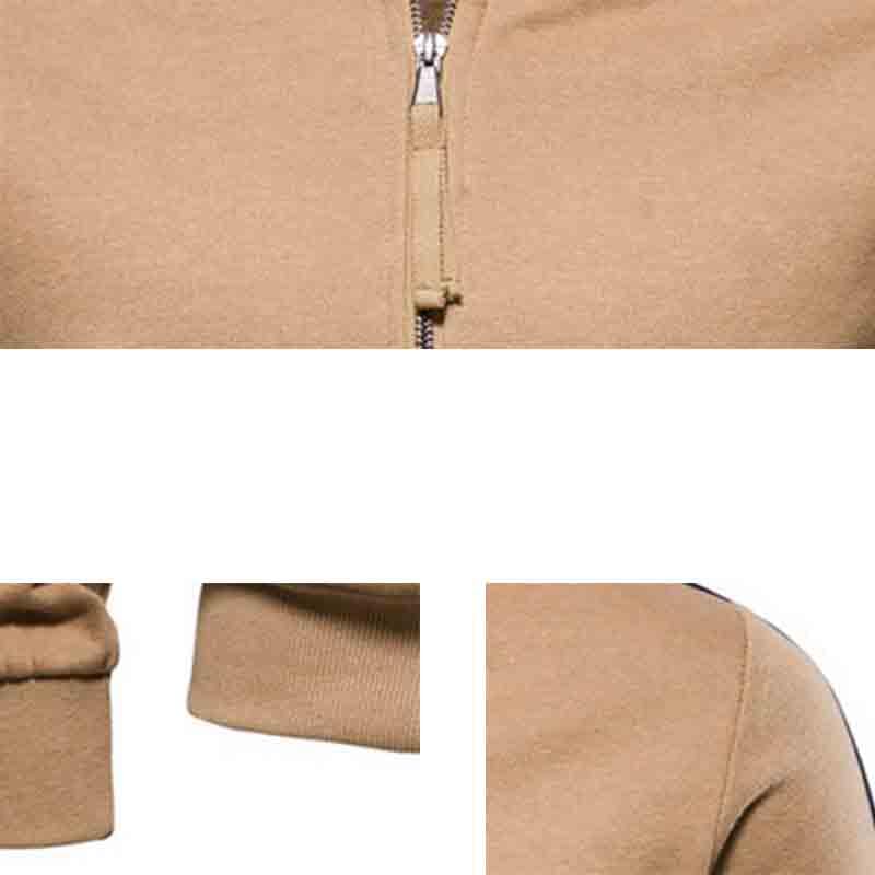 Autumn and winter men's standing collar zipper long sleeved cardigan loose sports top with two front pockets3