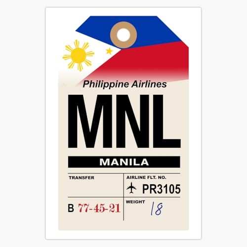 Manila MNL Airport Code Travel Luggage Tag Design 5" Vinyl Decal Bumper Sticker