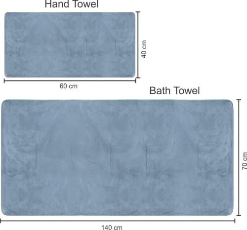 Image of Dribble Coral Fleece Microfiber Towel Set | Ultra Soft & Highly Absorbent Hand Towel + Bath Towel | 450 GSM Quick Dry Towels for Bathroom, Home, Gym & Travel (Pack of 2, Blue)