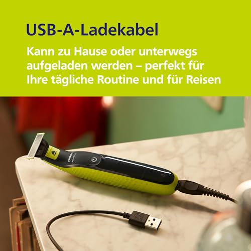 PHILIPS OneBlade 360 Face - elektrischer Rasierer & Trimmer, 2x 360 Klingen, 3x Trimmaufsätze (1/3/5mm), Nass- & Trockenrasur, Akku-USB, fürs Gesicht (QP2724/31) 6