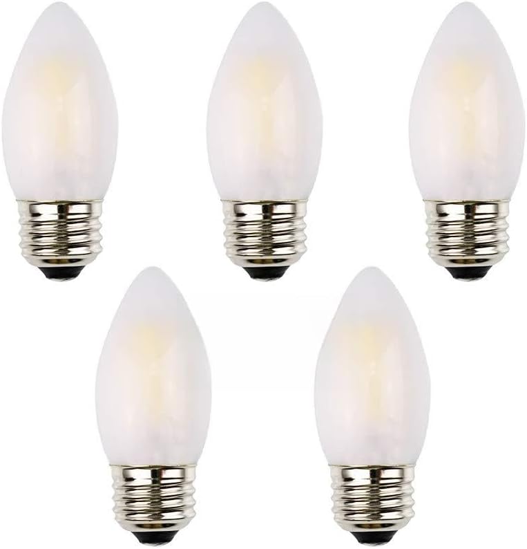 12Volt Low Voltage LED Bulb, Dimmable with 12V DC Dimmer, 2W 200Lm, 25W Incandescent Equivalent, Warm White 2700K, E26 Medium Base, Frosted Glass, Torpedo Tip, 12V-24Vdc Power Input, 5 Pack