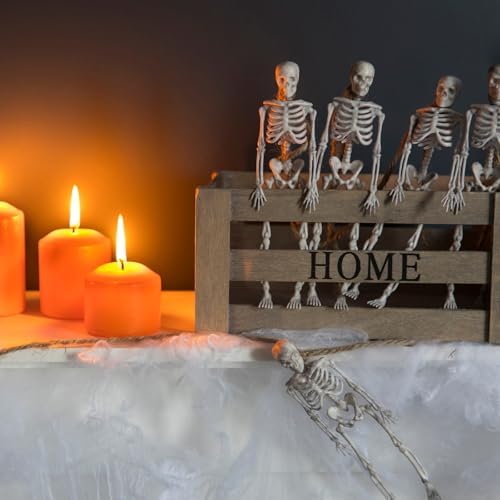 41UkYPN0EtL._AC_ VioraWhite 11 Stück Halloween-Skelett-Dekorationen, realistische Ganzkörper-bewegliche Gelenke, Halloween-Kunststoff-Skelett für Friedhof, Hof, Innen- und Außenbereich, Party-Dekoration