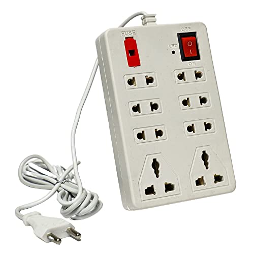 Image of 8+1 Mini Strip Extension Cord | 8 Universal Multi Plug Point Extension Board with LED Indicator (Cord Length: 2.0 Meter)
