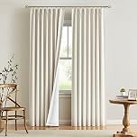 Vision Home Natural Pinch Pleated Full Blackout Curtains Linen Blended Room Darkening Window Curtains 95 inch for Living Room Bedroom Thermal Insulated Pinch Pleat Drapes with Hooks 2 Panel 40"Wx95"L