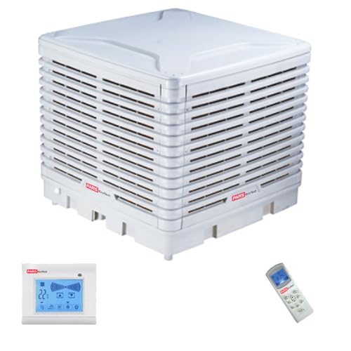 PARS EcoTech climatizador evaporativo industrial ECOroof-30000 2500w bajo consumo A+++ 30000 m3/h instalable a techo o pared hasta 250 m2 de casas chalets talleres naves tiendas comercios