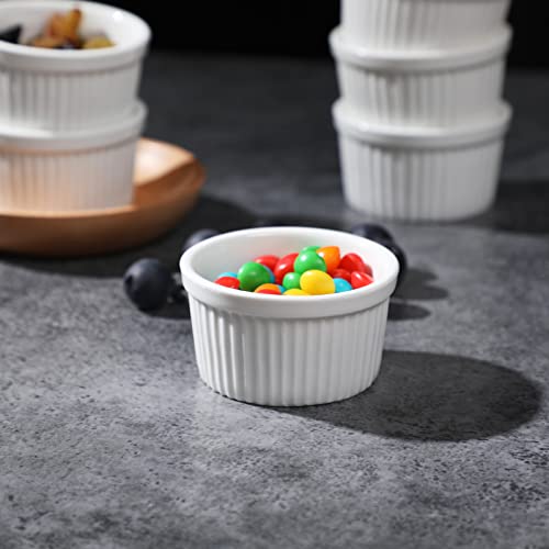 3 Oz Ramekins - 6 Pcs Porcelain Ramekins Dishes For Souffle,Creme Brulee, Pudding, Custard Cups,Bakeware Bowls Set For Baking,Oven Safe, White 2.75 Inch #TOP7