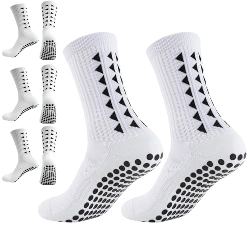 Image of 3 Pairs Non Slip Football Socks, Football Grip Socks for Men, Grip Socks Football Socks Anti-slip Sports Soccer Socks with Rubber Dots for Football Basketball Volleyball Yoga Running Trekking Hiking