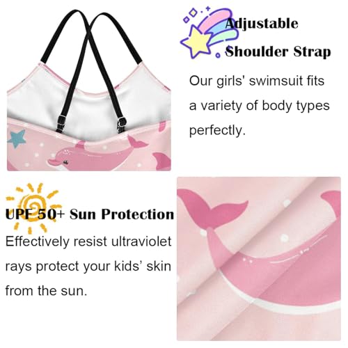 Image of Girls One Pieces Swimsuit Cute Beach Swimwear with Adjustable Strap 3-10 Years
