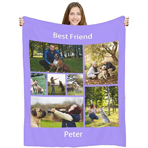 Cotton Whisper Manta personalizada con collage de fotos, manta personalizada, regalo personalizado para papá, mamá, niños, perros, amigos, parejas Cover
