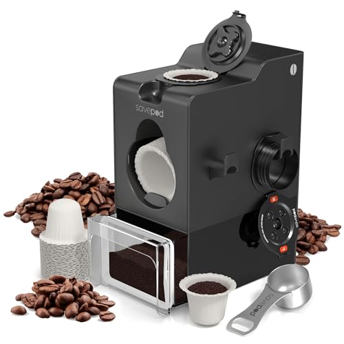 SavePod Coffee Pod Maker with Reusable Coffee Pods, Compatible with Keurig and K-Cup Coffee Machines, Smart, Easy to Use & Convenient (Black, Small)