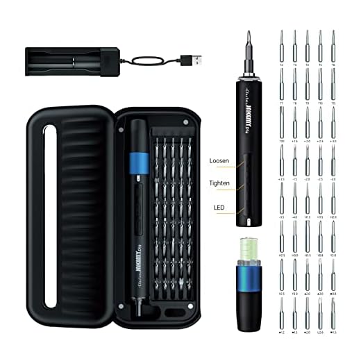 Cordless Electric Screwdriver, JAKEMY 41 in 1 Automatic and Manual Dual-mode Precision Power Screwdriver Set Repair Tool Kit with LED Lamp for Laptop, Computer, Phone, Watch, Small Electronic Devices