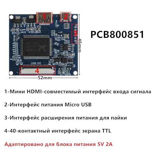 Image of 5-Inch 800x480 Portable DIY LCD Monitor Kit with Mini-HDMI Driver Board - Compatible with PC, Raspberry /Orange Pi, Gaming Consoles & Microscopes (Secondary Display Screen)