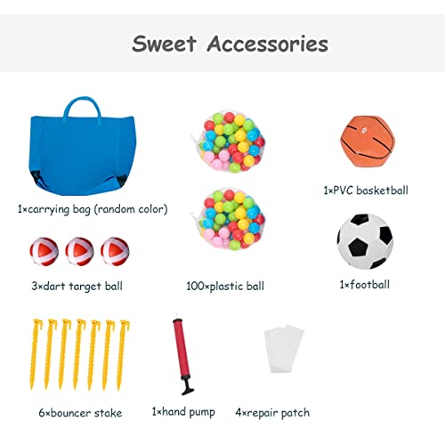 Costzon Inflatable Bounce House, 7-in-1 Bouncy House for Kids Indoor Outdoor Party with Football & 100 Ocean Balls, Basketball Rim, Toddler Jumping Bouncy Castle Gift Boys Girls - Image 8