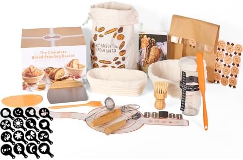 Sourdough Bread Starter Kit with Banneton - Complete Baking Acces...
