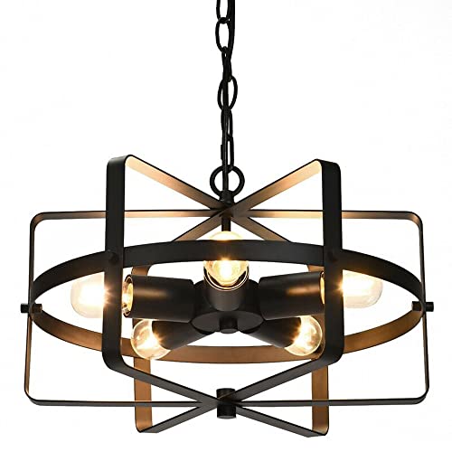 Lampe suspendue avec chaînes métalliques réglables pour grand salon rustique