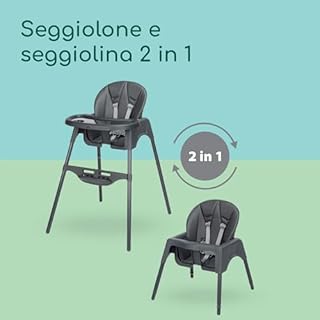 Bebeconfort Meely Plus Seggiolone Pappa 2 in 1, 6 mesi-3 anni, Seggiolone Evolutivo convertibile in Seggiolina per Bambini, Reclinabile 2 Posizioni, Leggero (4 kg), Cuscini imbottiti, Tinted Graphite