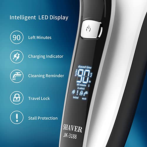Electric Shavers Men, Mayeec Electric Shaver For Men Cordless Rechargeable,Electric Razor For Men Wet&Dry Waterproof,Mens Shaver With Pop-Up Beard Trimmer,Rotary Shaver With Led Display Travel Lock #TOP3