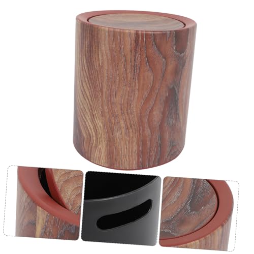 Caneca de basura rectangular con tapa abatible y diseño madera miniatura 7