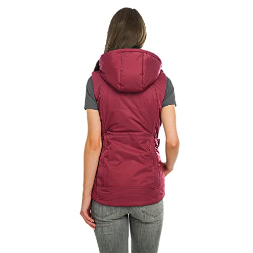Knuffelwuff Damen Weste Carinae Größe: M / 38 Rot - Leichte atmungsaktive wasserabweisende Steppweste mit vielen Taschen für Outdoor, Wandern, Reisen, Gassi gehen - Windbreaker Übergangsjacke