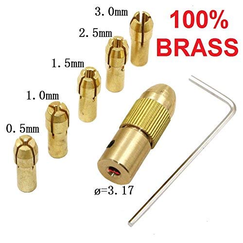 River Fox 7Pcs 0.5-3mm 3.17mm Shank Metal Drill Chuck Collet Bits