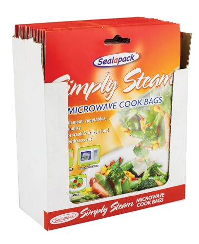 Sealapack 2 bolsas de cocina para microondas, sin BPA, desechables, selladas térmicamente con cremallera, plástico, rectangulares, aptas para microondas